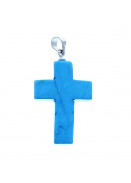 Colgante Cruz Transparente Azul Claro 