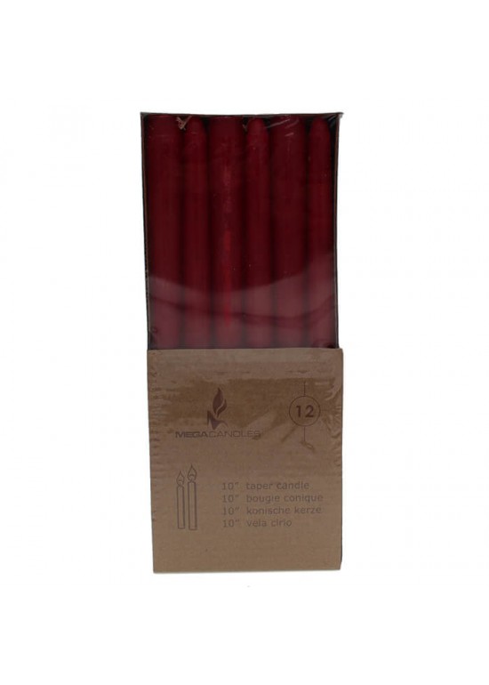 10inch Taper Vela Rojo Caja Marron 12CT