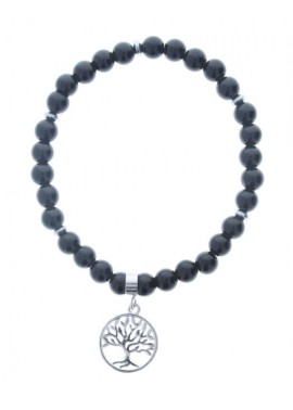 Pulsera Piedra Negro con Arbol 