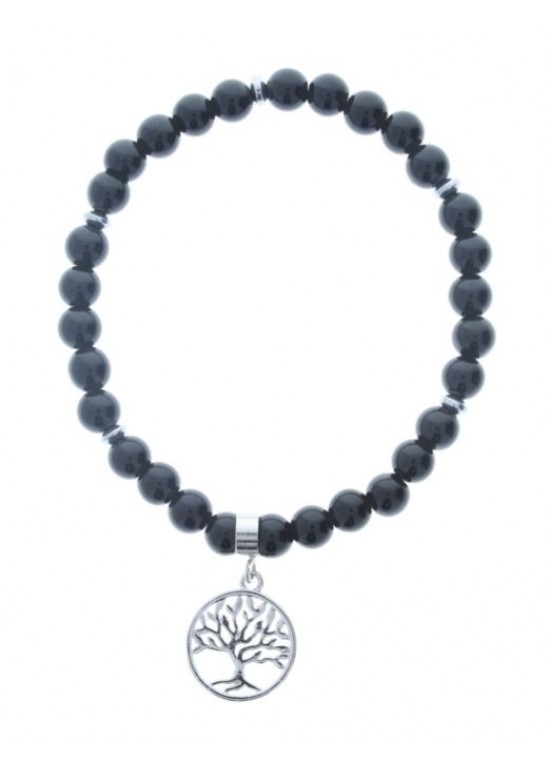 Pulsera Piedra Negro con Arbol 