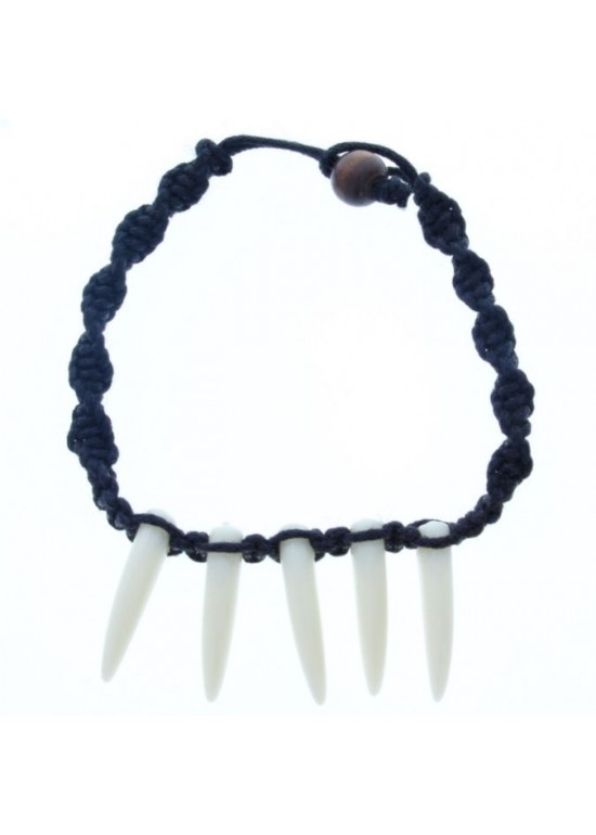 Pulsera Hilo Negro con Dientes 