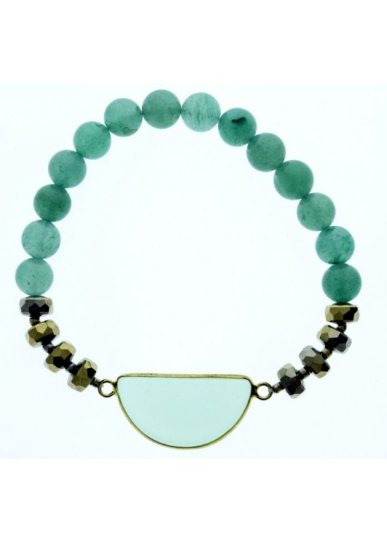 Pulsera Verde Piedra con Blanco B