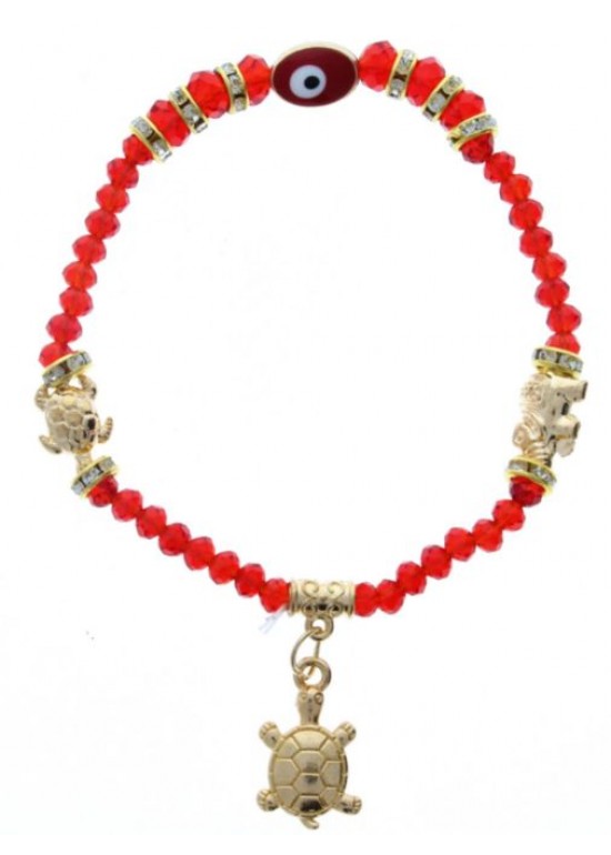 Pulsera Roja Cuentas con Colgante A