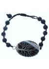 Pulsera Piedra Negro con Colgante 