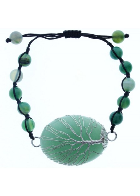 Pulsera Piedra Verde con Colgante 