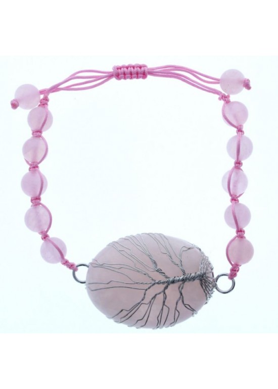 Pulsera Piedra Rosada con Colgante 