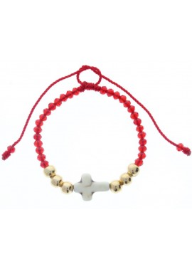 Pulsera Blanco Rojo con Cruz Verde