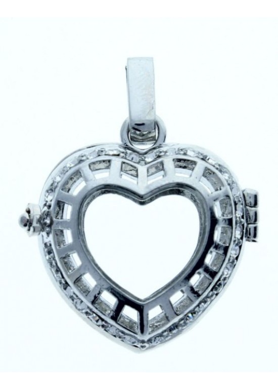 Colgante Corazon con Diamantes en Plata