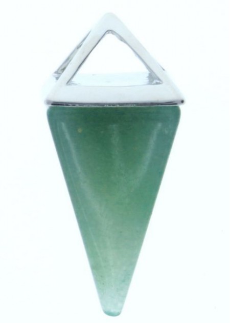 Colgante Piedra Cono Varios Colores Aventurina Verde - Plata