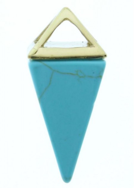 Colgante Piedra Cono Varios Colores Turquesa-Oro