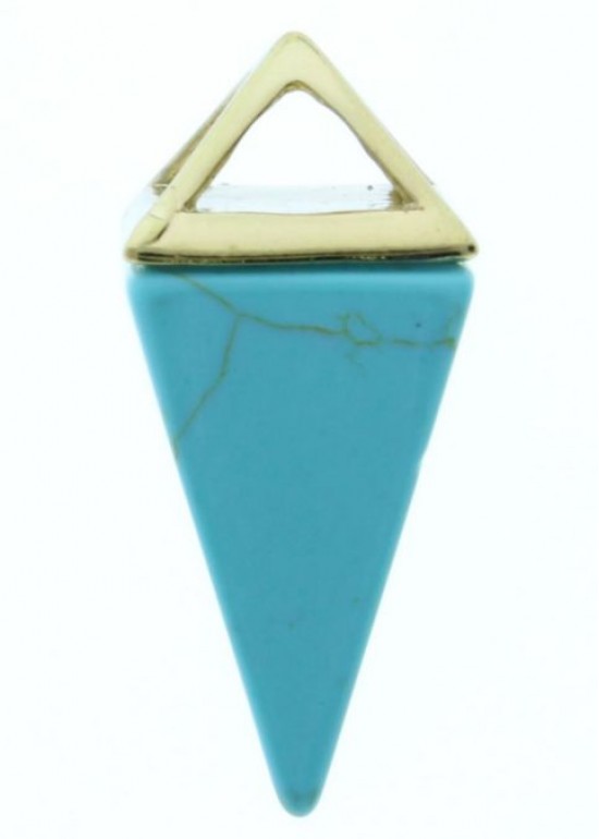 Colgante Piedra Cono Varios Colores Turquesa-Oro