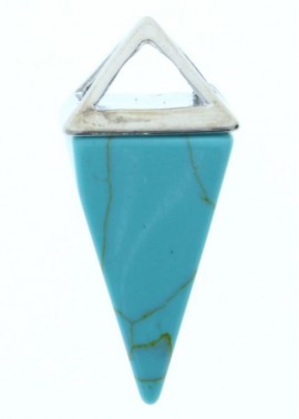 Colgante Piedra Cono Varios Colores Turquesa-Plata