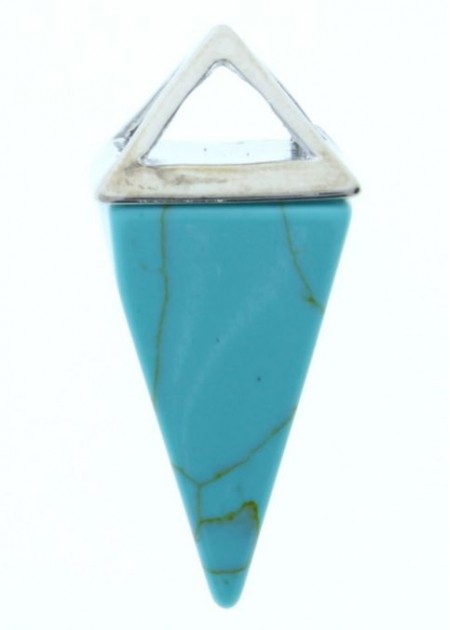 Colgante Piedra Cono Varios Colores Turquesa-Plata