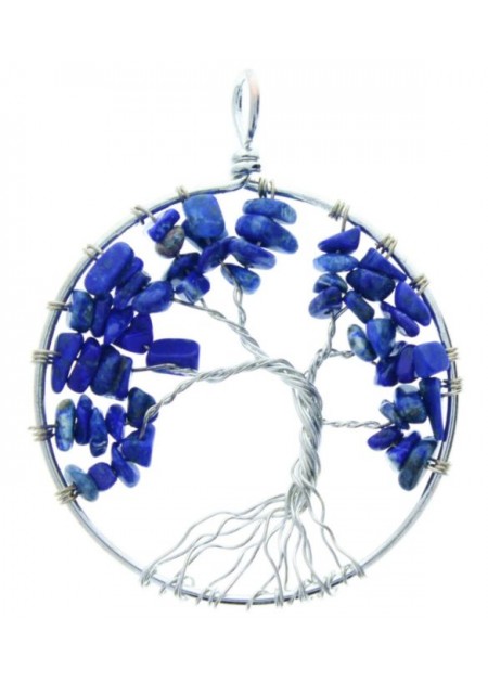 Colgante Arbol Plata Azul Oscuro 
